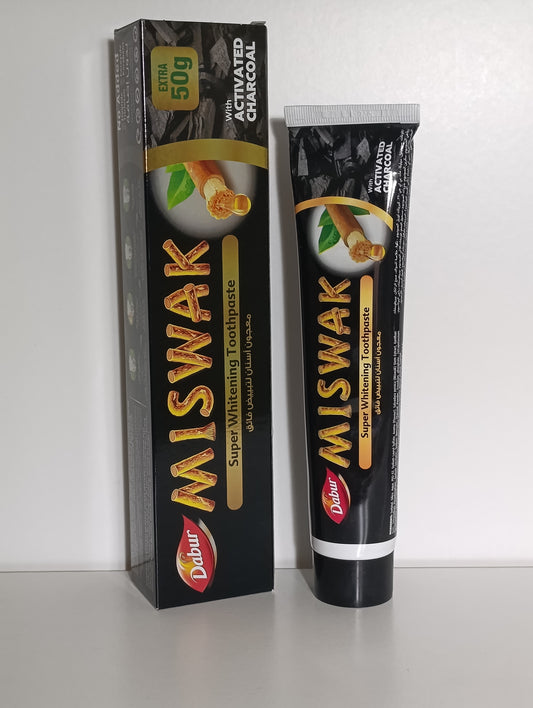 Pasta dental con extracto de Miswak y carbon activo ideal para blanqueamiento .