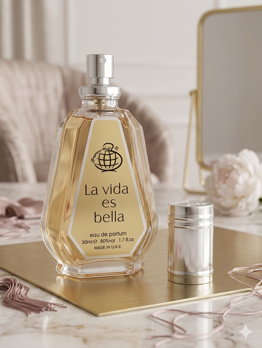 Perfume LA VIDA ES BELLA 50ml-Fragrance World: iris, vainilla y dulzura floral