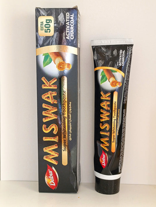 Pasta dental con extracto de Miswak y carbon activo ideal para blanqueamiento .