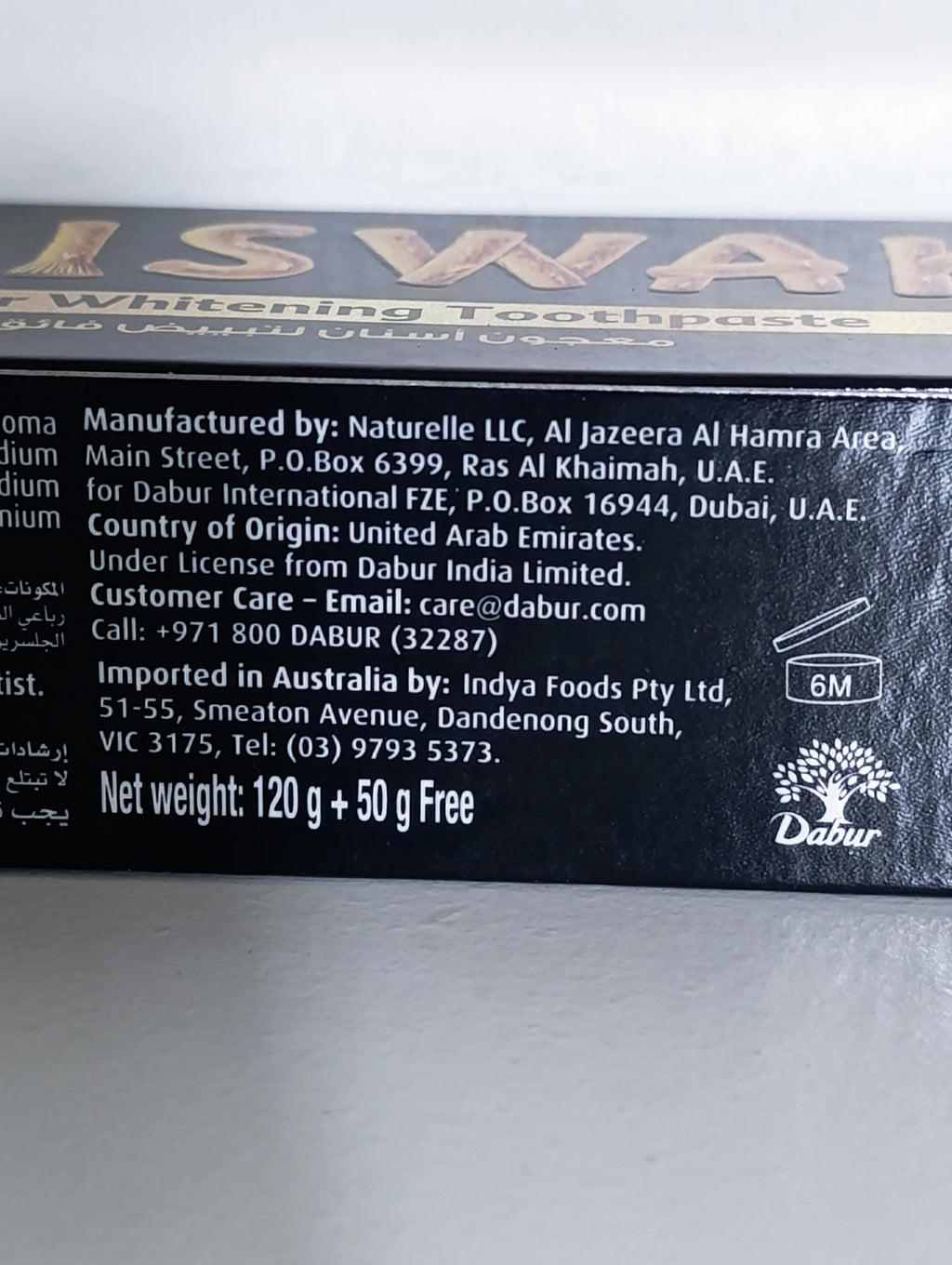 Pasta dental con extracto de Miswak y carbon activo ideal para blanqueamiento .