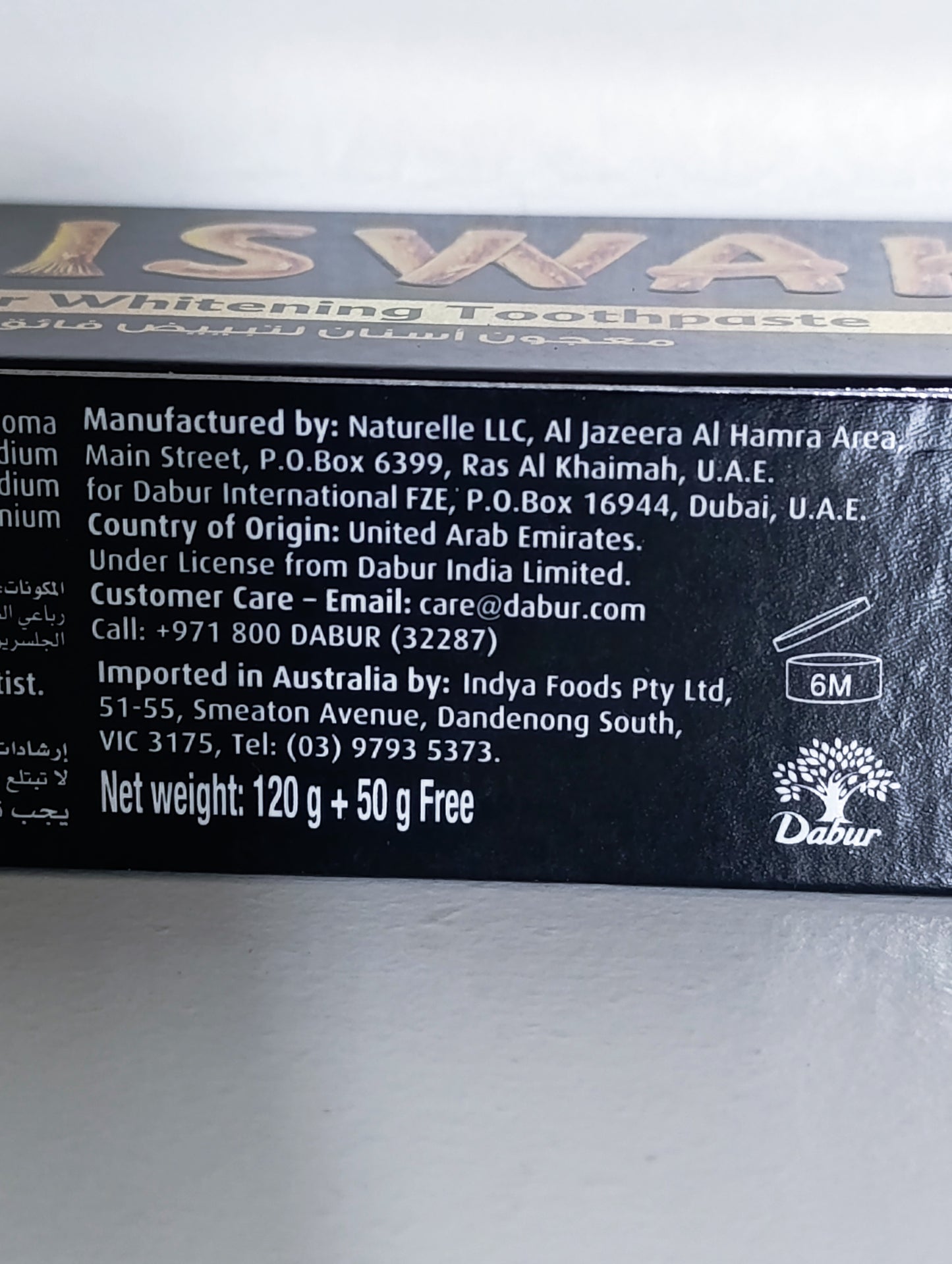 Pasta dental con extracto de Miswak y carbon activo ideal para blanqueamiento .