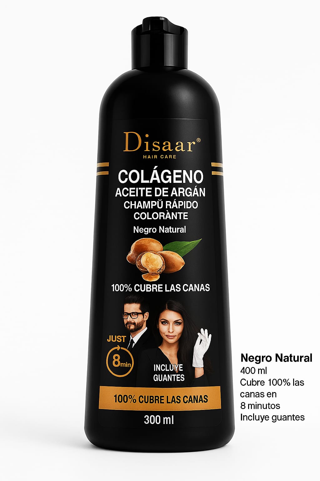 Champu Tinte Disaar en color Negro cubre canas 400ml