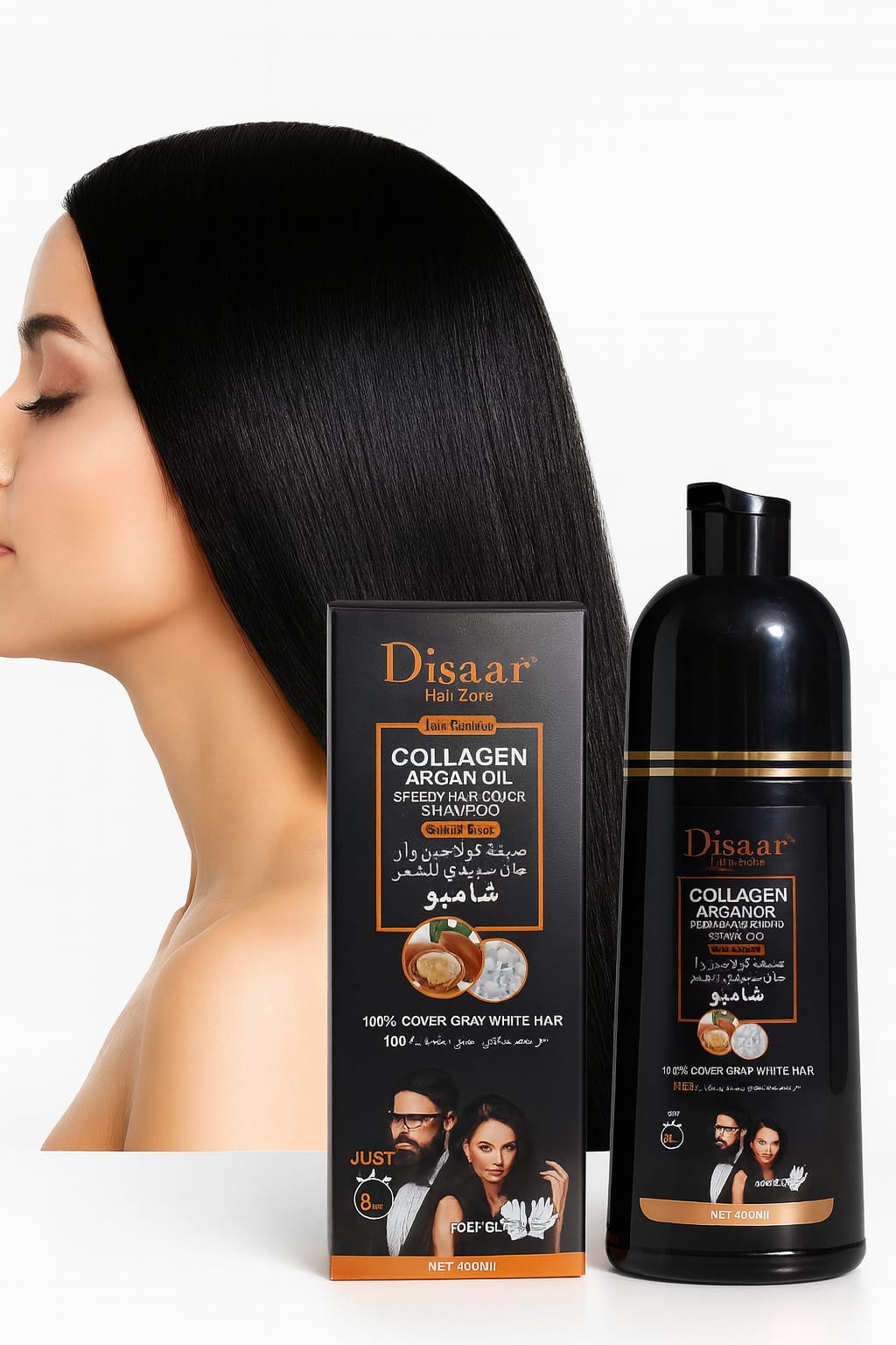 Champu Tinte Disaar en color Negro cubre canas 400ml