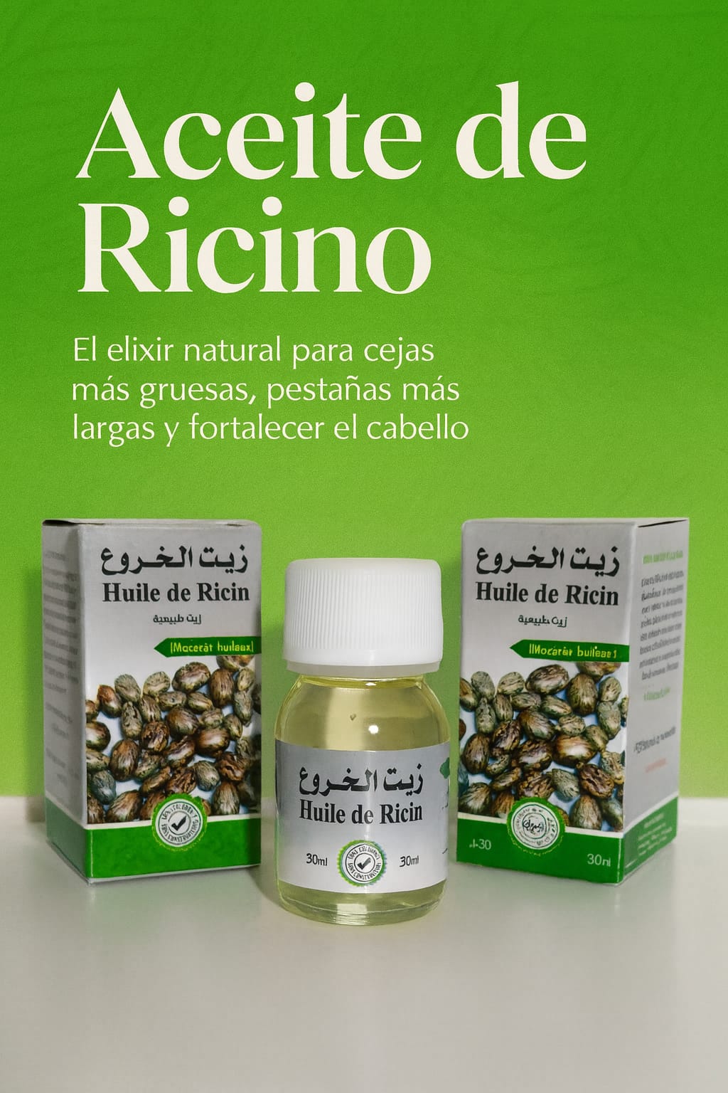 Aceite de Ricino 30ml , crecimiento y cuidado de pestañas y cabello.