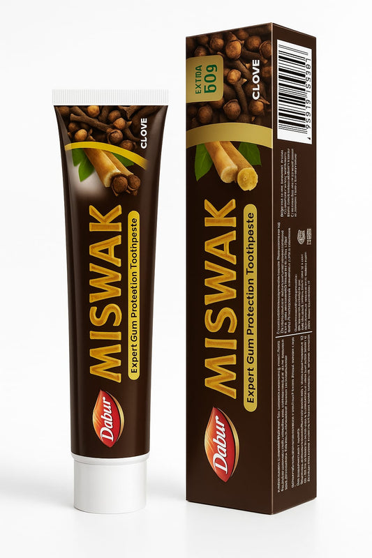 Miswak con extracto de clavo , pasta dental tamaño familiar 170gr sin fluor ,triclosan ni parabenos .