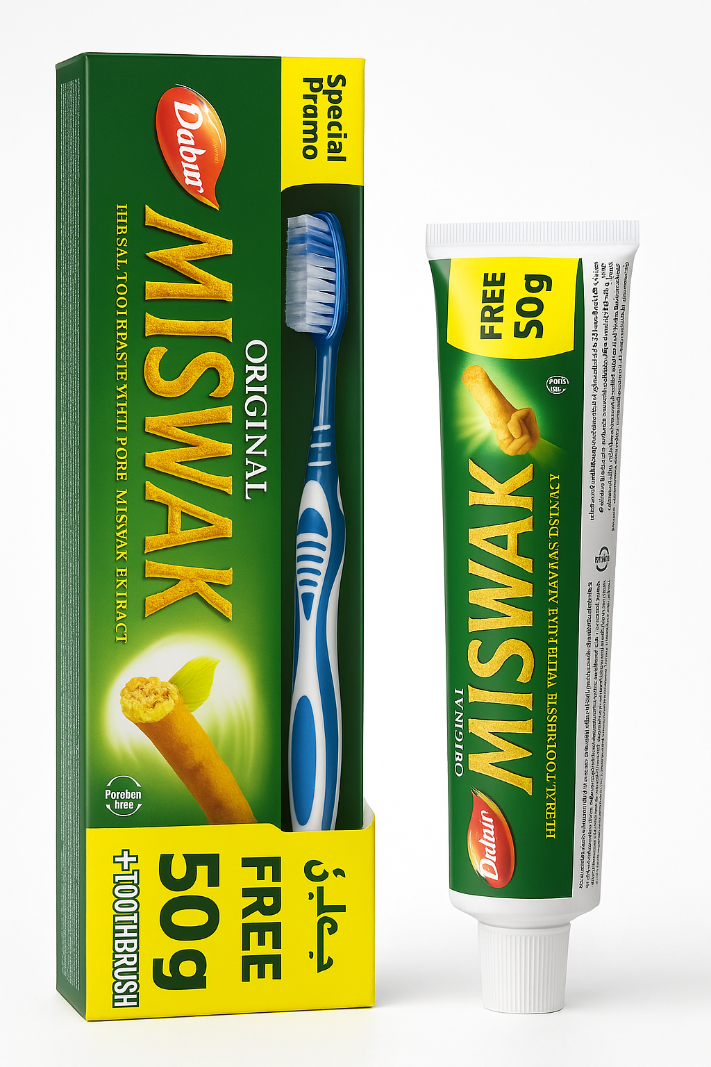 Miswak , Crema dental con extracto de Siwak (salvadora persica)170gr con cepillo de regalo