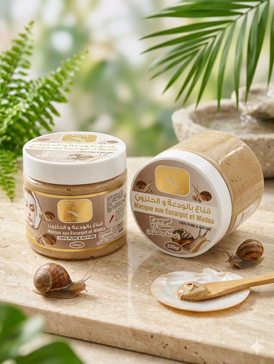 Mascarilla de Baba de Caracol y Arcilla Blanca 200gr Facial y Corporal .