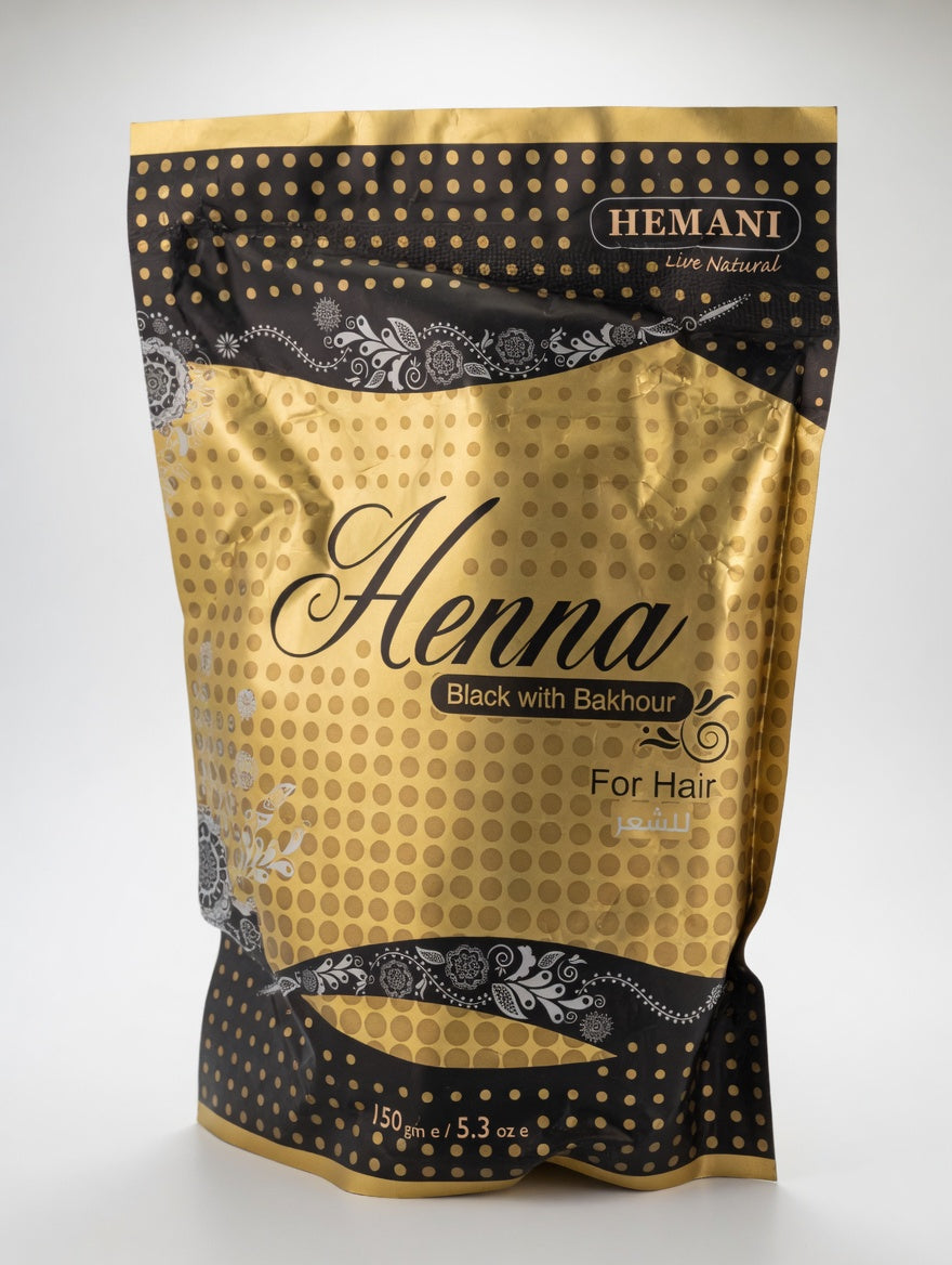 Henna negra con Bakhour ( incienso) natural 100% de Hemani .