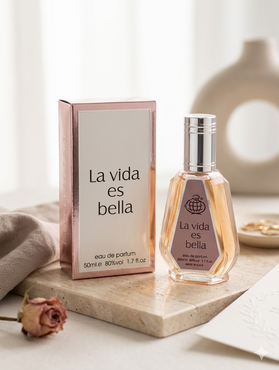 Perfume  LA VIDA ES BELLA 50ml-Fragrance World: iris, vainilla y dulzura floral