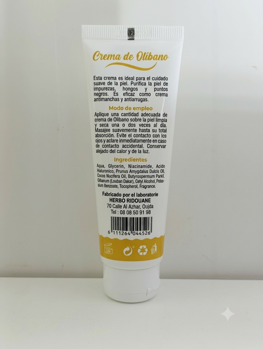 Crema anti Arrugas con Incienso , Ácido Hialurónico y Manteca de Karite .