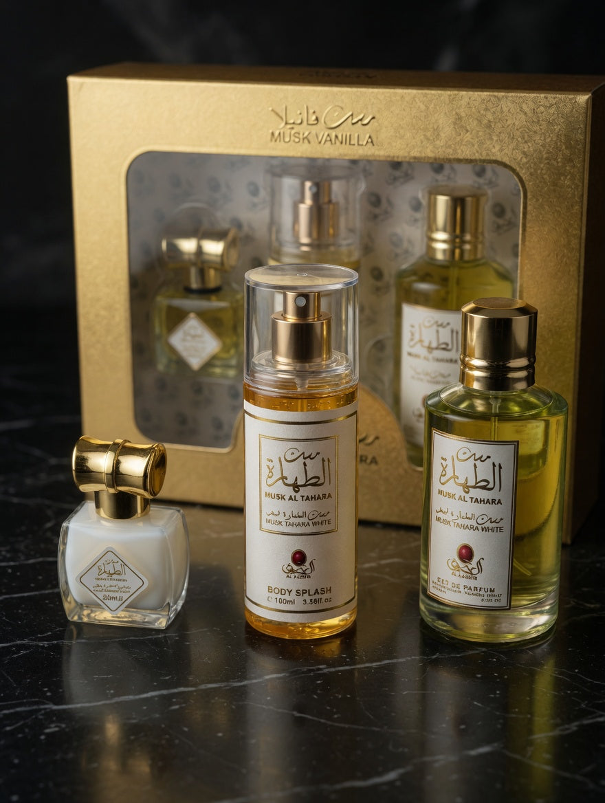 Set de Musk Tahara Vainilla, perfume+bruma+aceite .