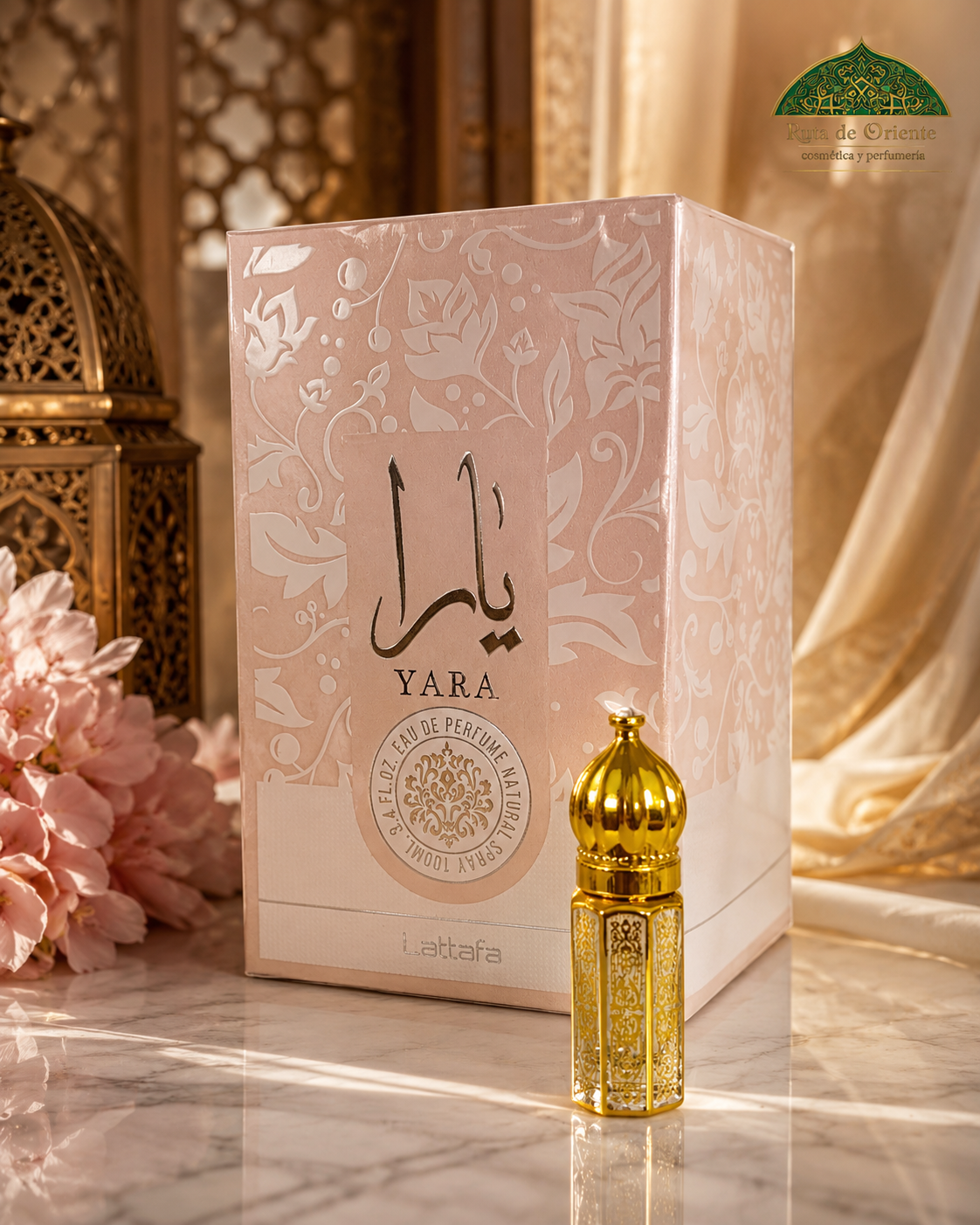 Perfume Árabe Yara Rosa de Mujer con Aceite Esencial (3ml) en Bote Tradicional .