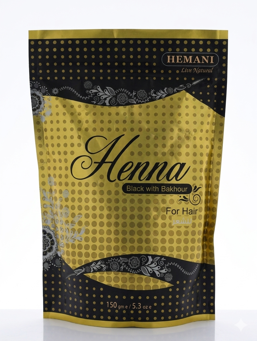 Henna negra con Bakhour ( incienso) natural 100% de Hemani .