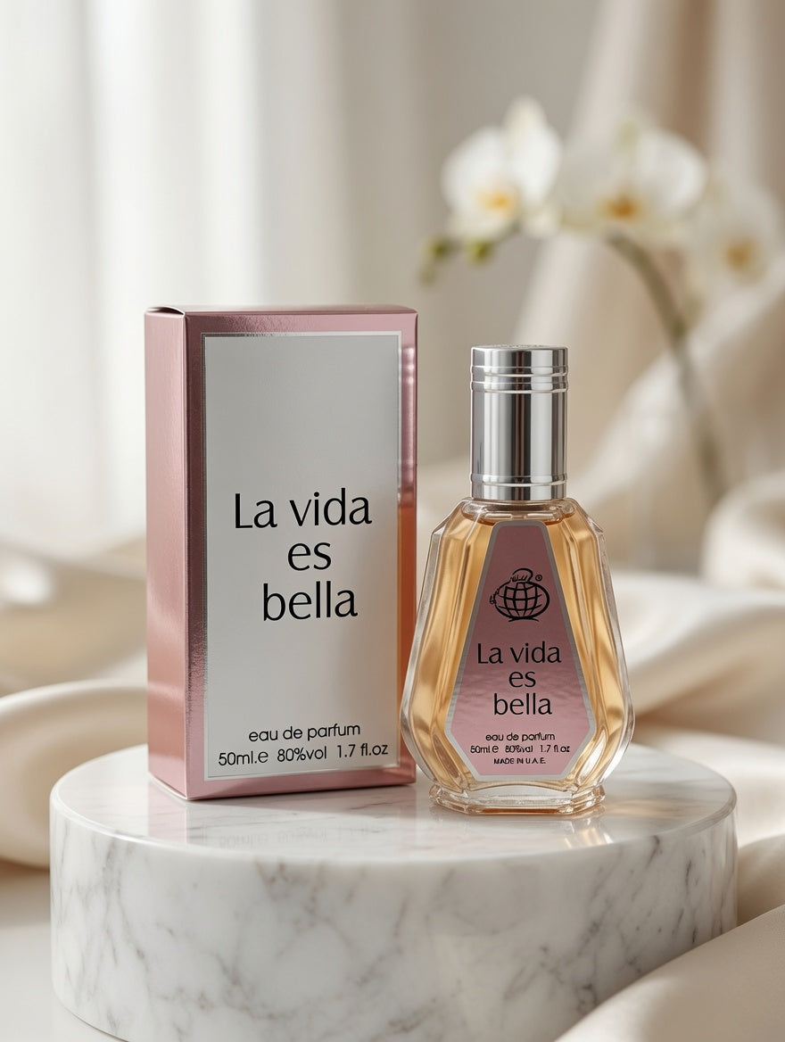 Perfume  LA VIDA ES BELLA 50ml-Fragrance World: iris, vainilla y dulzura floral