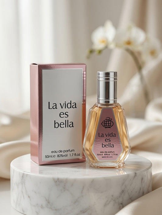 Perfume  LA VIDA ES BELLA 50ml-Fragrance World: iris, vainilla y dulzura floral