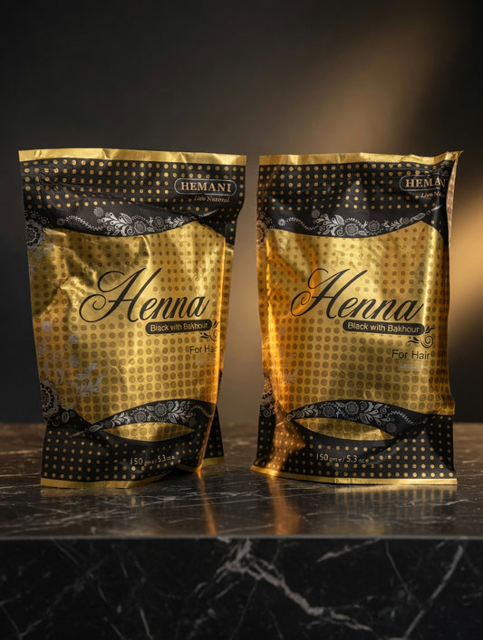 Henna negra con Bakhour ( incienso) natural 100% de Hemani .
